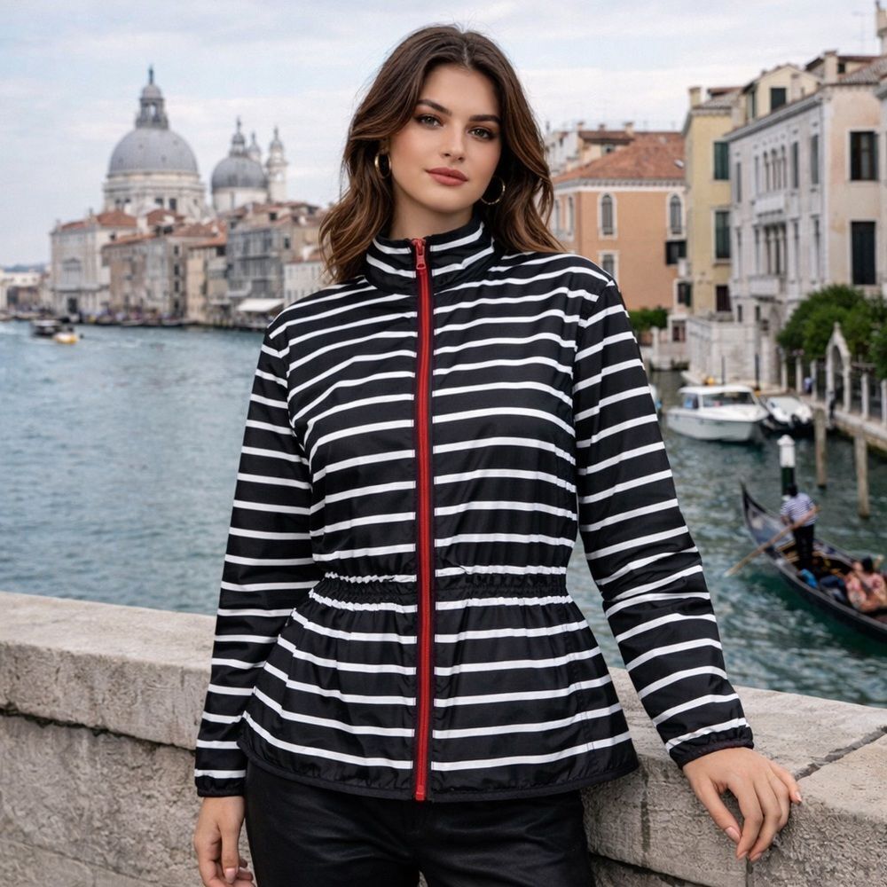 Lauren Ralph Lauren Active Striped Full-Zip Windbreaker Lightweight Jacket